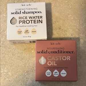 Kitsch Solid Shampoo and Conditioner Set - White and Tan